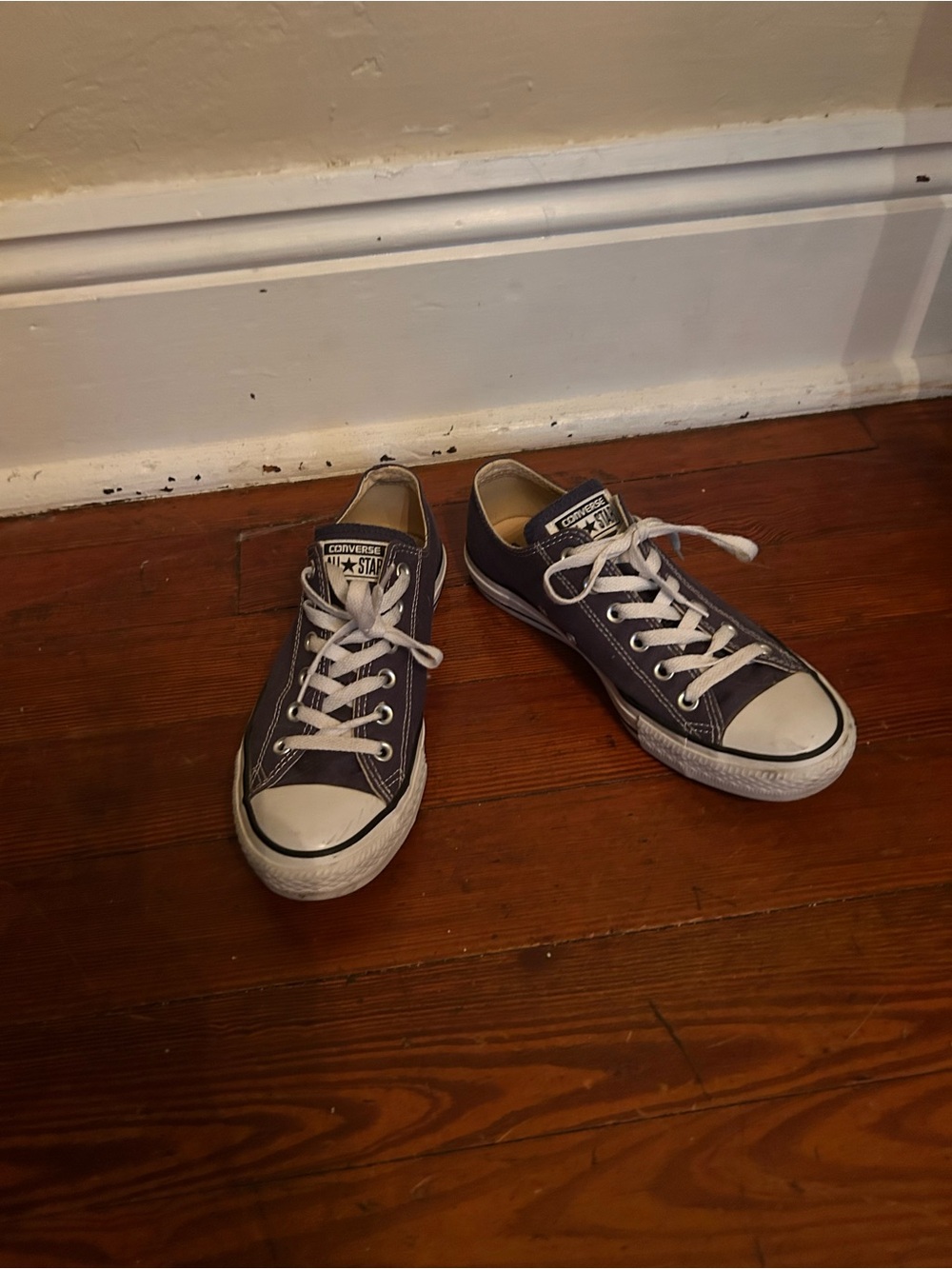 Converse Low Top Sneakers in Dark Blue and White